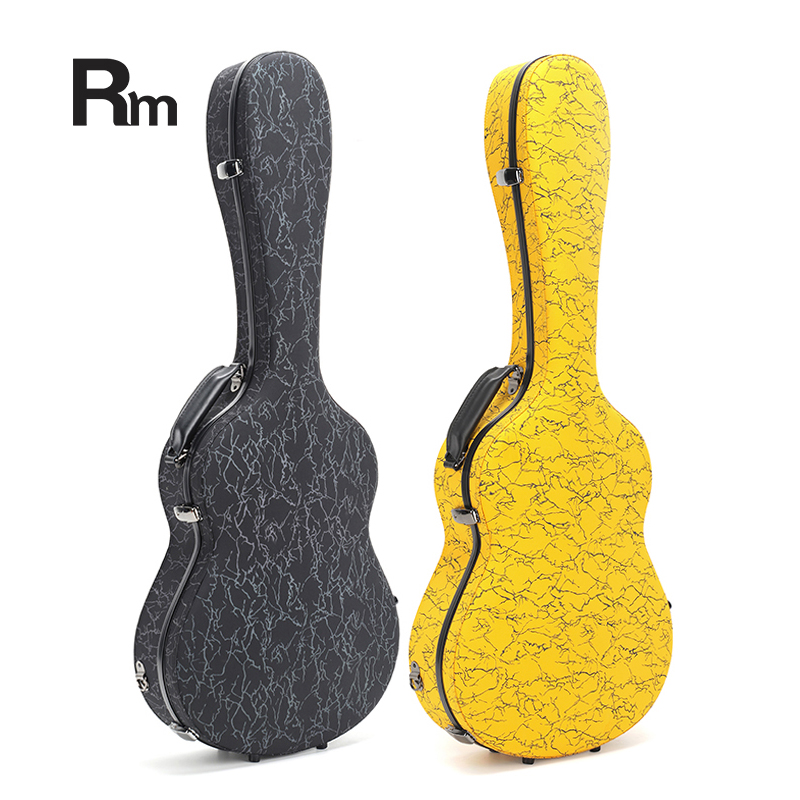 RM Carbon Fiber 39-inch Classical Black Crystal Guitar Case with Exquisite Interior, Thickened Waterproof and Shockproof(Carbon 1-C)