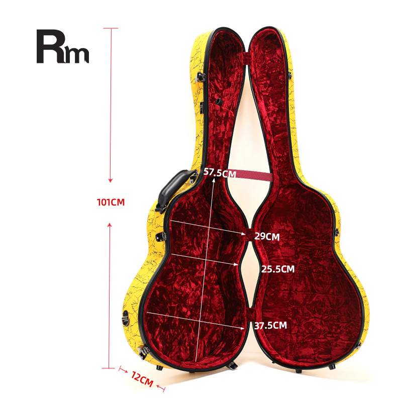 RM Carbon Fiber 39-inch Classical Black Crystal Guitar Case with Exquisite Interior, Thickened Waterproof and Shockproof(Carbon 1-C) - 图片 7