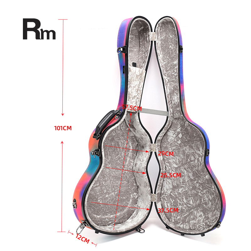 RM Carbon Fiber 39-inch Classical Black Crystal Guitar Case with Exquisite Interior, Thickened Waterproof and Shockproof(Carbon 4-C) - 图片 4
