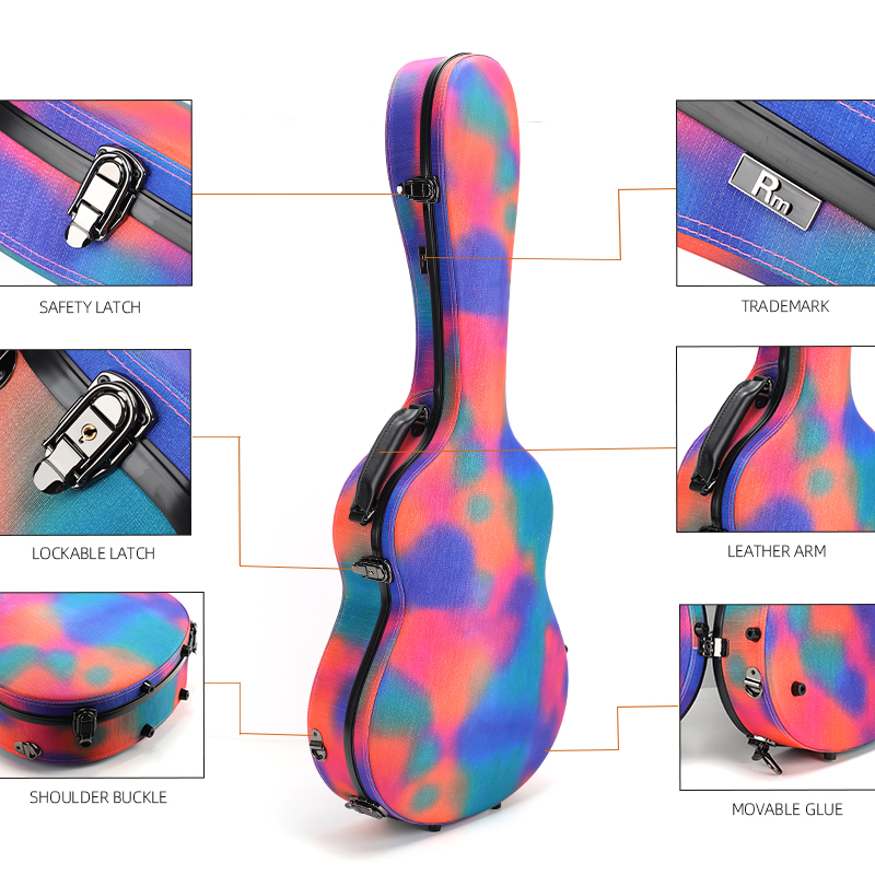 RM Carbon Fiber 39-inch Classical Black Crystal Guitar Case with Exquisite Interior, Thickened Waterproof and Shockproof(Carbon 4-C) - 图片 3