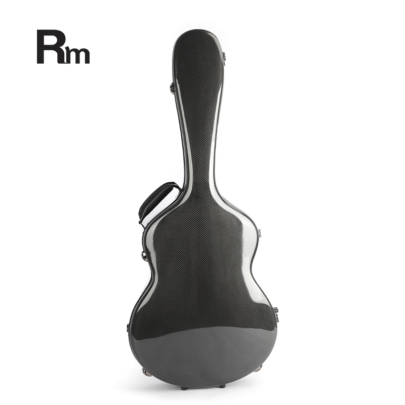 RM Carbon Fiber 39-inch Classical Black Crystal Guitar Case with Exquisite Interior, Thickened Waterproof and Shockproof(Carbon-C BK)