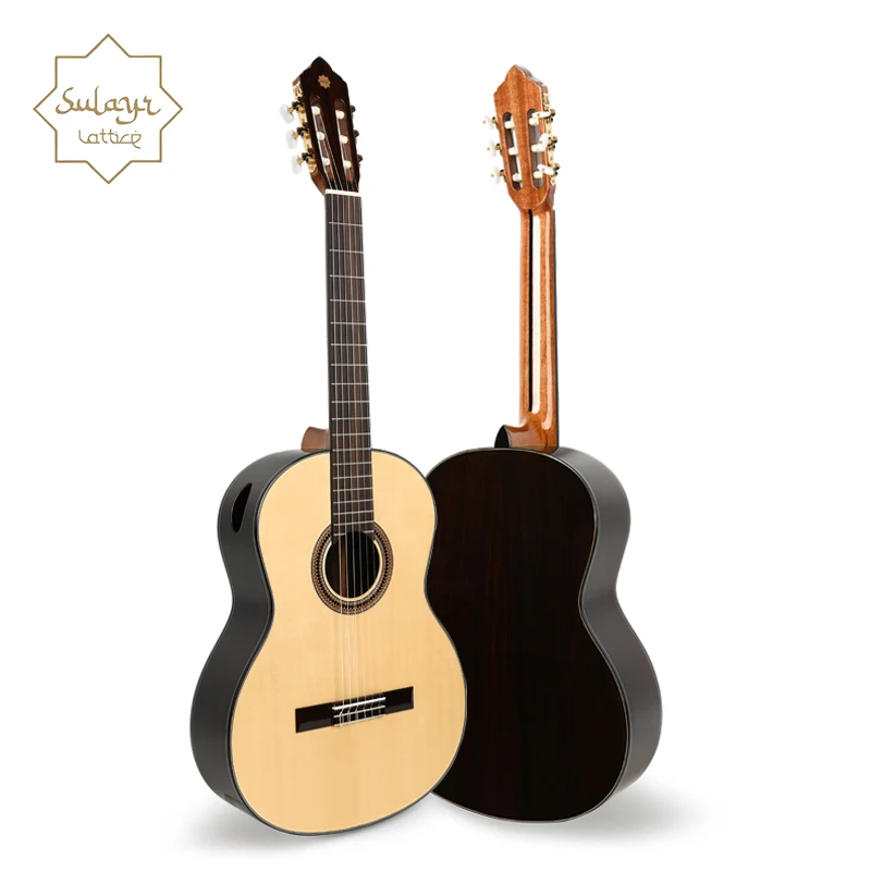 Sulayr 39 Inch Spanish Classic Guitar Gloss Finish 39 Classic Guitars  Spruce Solid Top Guitar