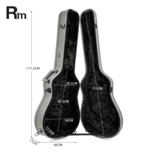 Midnight-D Double Waterproof Shockproof Custom Hard Case for Acoustic Guitar Black Leather Flight Case for Instrument Bags Cases